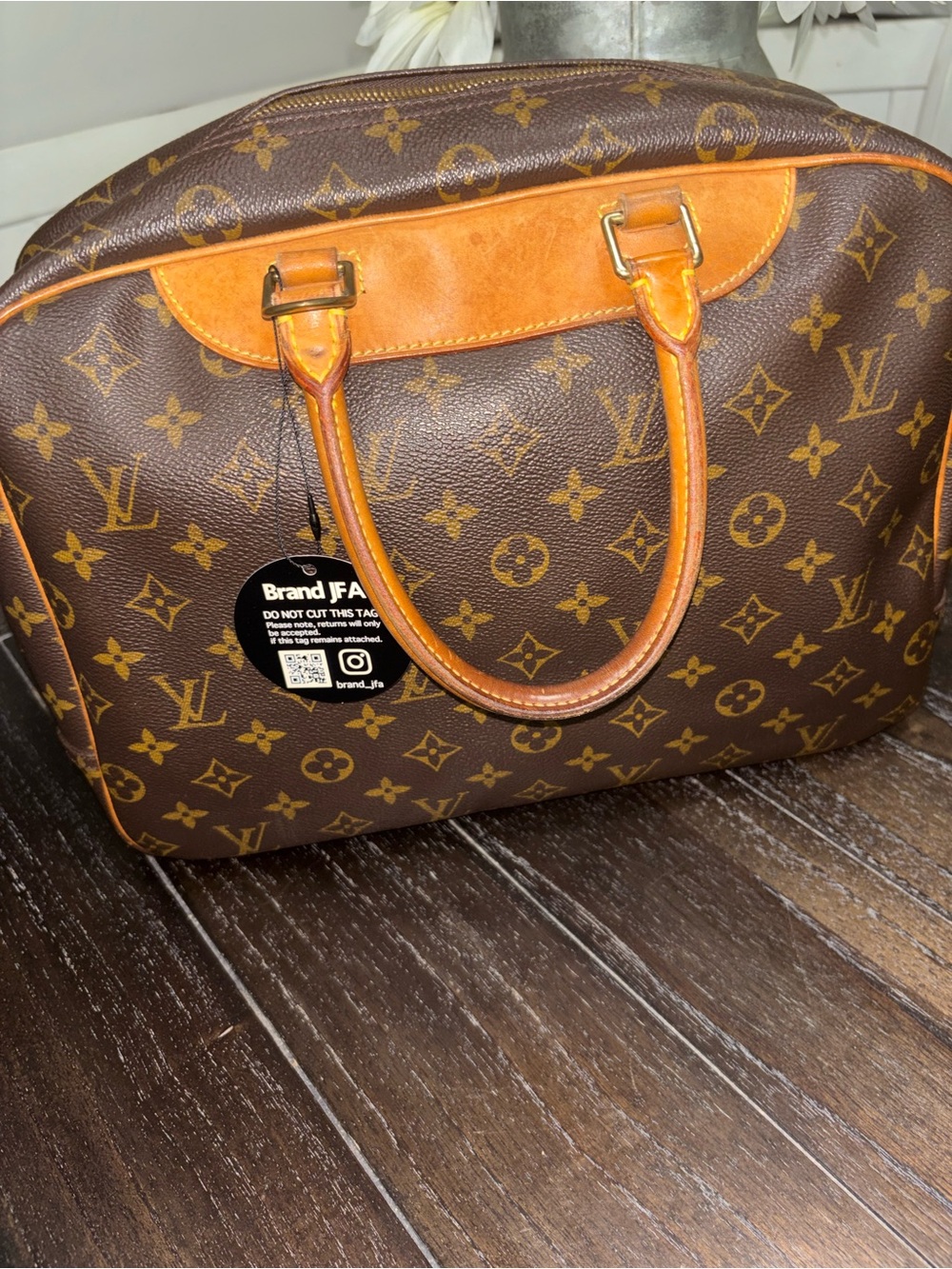 Louis Vuitton Brown Monogram Canvas Satchel with Tan Leather Trim - Picture 6 of 9